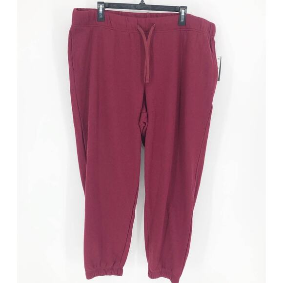Ideology Womems Fleece Jogger Pants XXL Red Maroon Drawstring Casual Pull On NWT - Picture 2 of 9